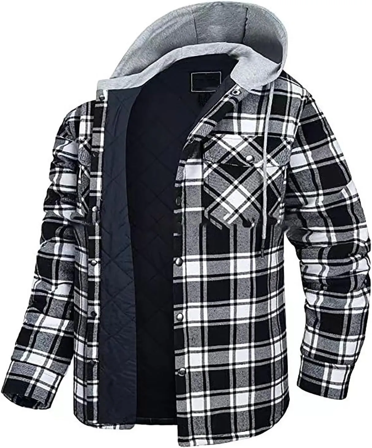 Fleece Sweatshirts Men Warm Sherpa Lined Sweatshirts Flannel Plaid Winter Zip Up Hoodies Thick Jacket