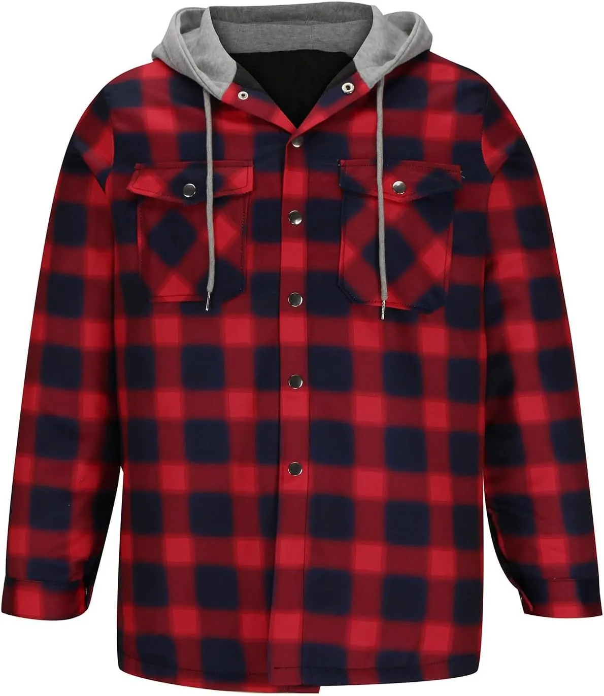 Fleece Sweatshirts Men Warm Sherpa Lined Sweatshirts Flannel Plaid Winter Zip Up Hoodies Thick Jacket