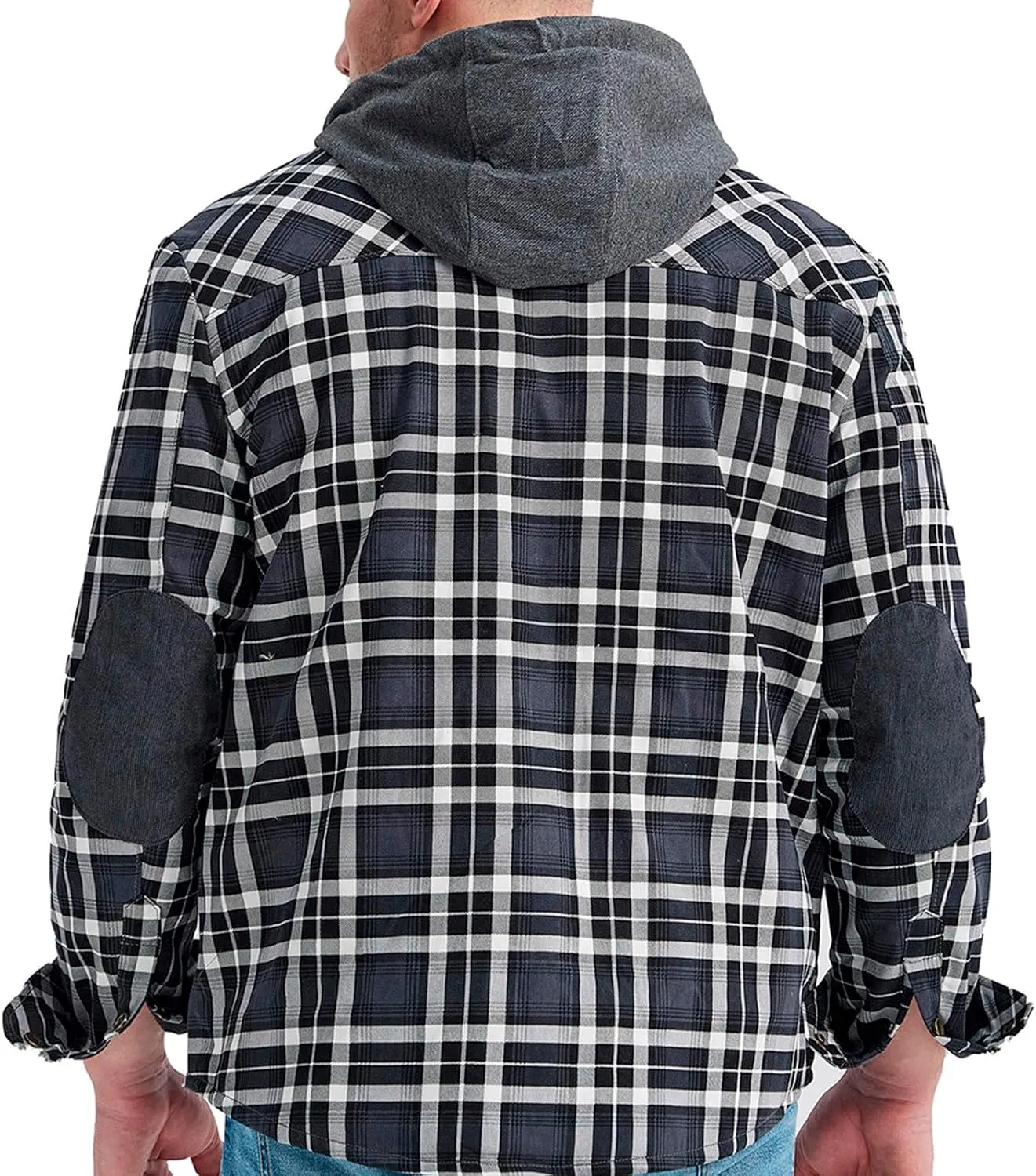 Fleece Sweatshirts Men Warm Sherpa Lined Sweatshirts Flannel Plaid Winter Zip Up Hoodies Thick Jacket