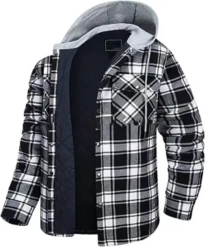 Fleece Sweatshirts Men Warm Sherpa Lined Sweatshirts Flannel Plaid Winter Zip Up Hoodies Thick Jacket