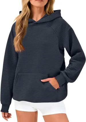 GOFULY Women'S Fashion Hoodies & Sweatshirts Long Sleeve Knit Fall Oversized Sweaters Solid Pullover Sweatshirts With Pockets