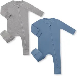 HAPIU Unisex Rayon Made from Bamboo Baby Rompers with Cuffs, 2 Way Zipper YKK, Footless Pajamas Jumpsuit