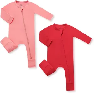 HAPIU Unisex Rayon Made from Bamboo Baby Rompers with Cuffs, 2 Way Zipper YKK, Footless Pajamas Jumpsuit