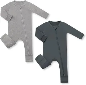 HAPIU Unisex Rayon Made from Bamboo Baby Rompers with Cuffs, 2 Way Zipper YKK, Footless Pajamas Jumpsuit