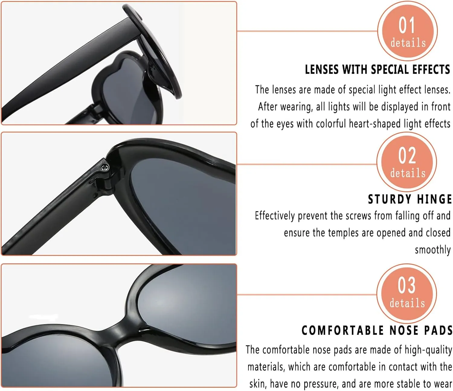 Heart Effect Diffraction Sunglasses - Festival Party Rave Light Accessories With UV400 Protection