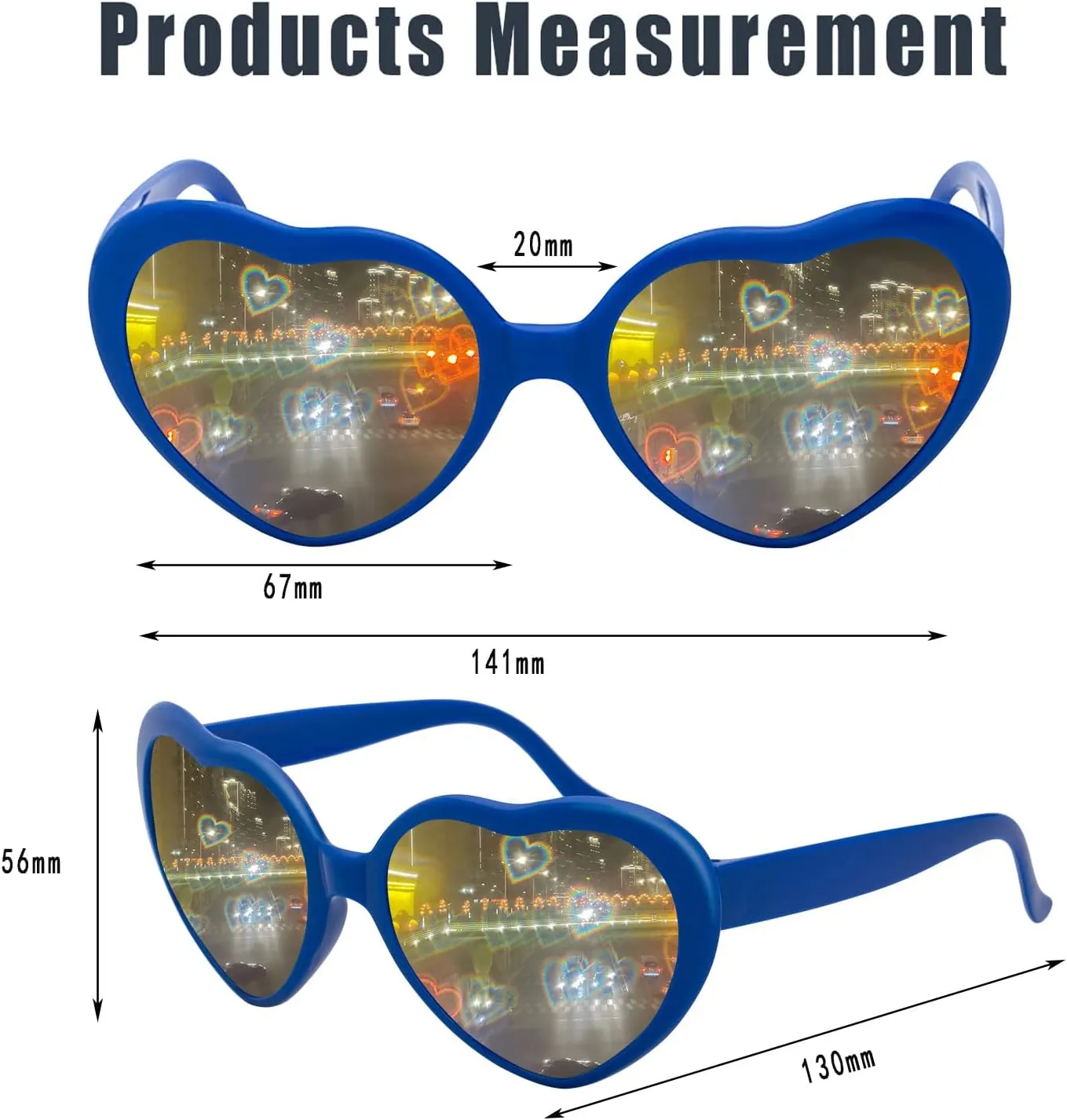 Heart Effect Diffraction Sunglasses - Festival Party Rave Light Accessories With UV400 Protection