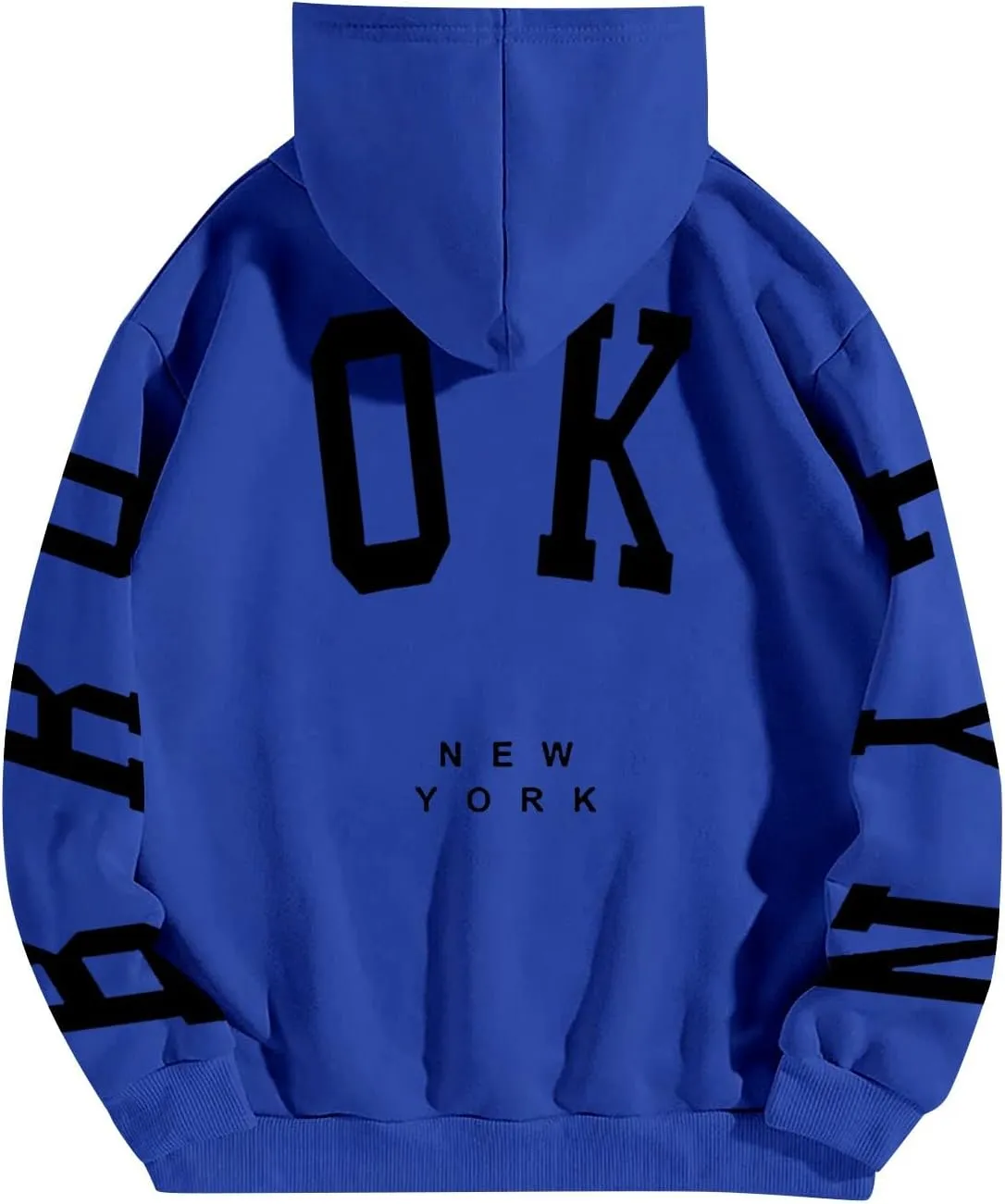 Hoodie Women Long Sleeve Sweatshirts New York U.S.A. Printed Hoodie Pocket Drop Shoulder Pullovers Top