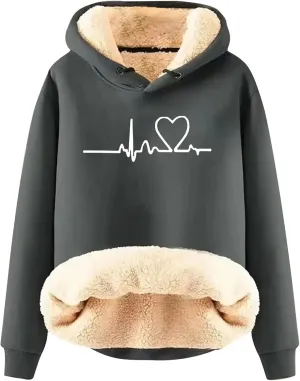 Hoodies for Women Oversized Graphic Sweatshirts Fleece Sherpa Pullover Hooded Trendy Casual Printed Hoodies