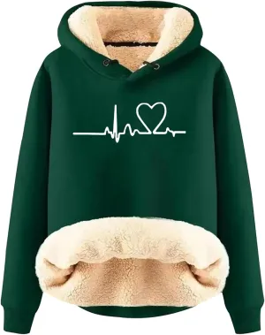 Hoodies for Women Oversized Graphic Sweatshirts Fleece Sherpa Pullover Hooded Trendy Casual Printed Hoodies