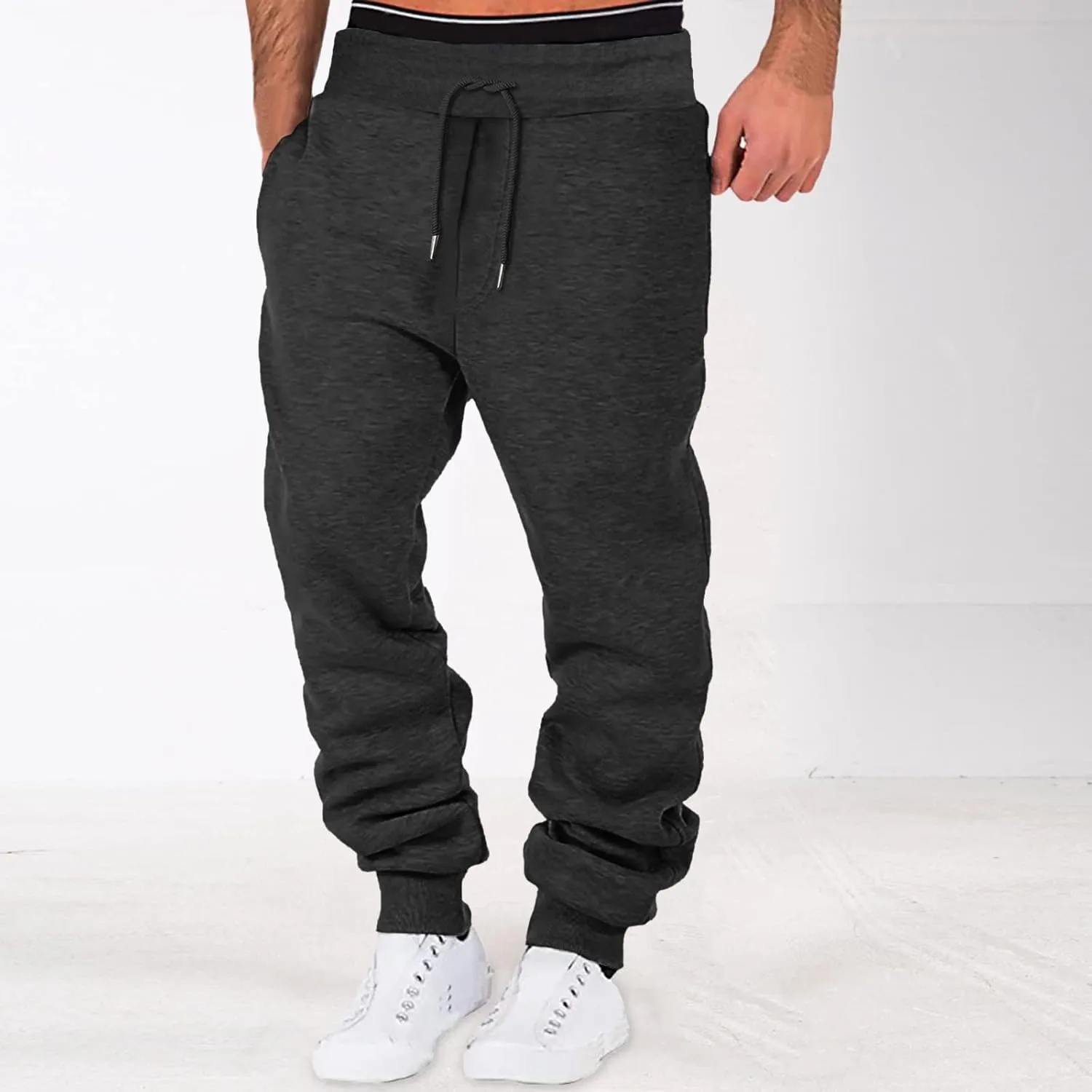 Joggers for Men Overalls Casual Pocket Sport Work Casual Trouser Pants Trousers Mens Joggers Lounge Pants Men Black