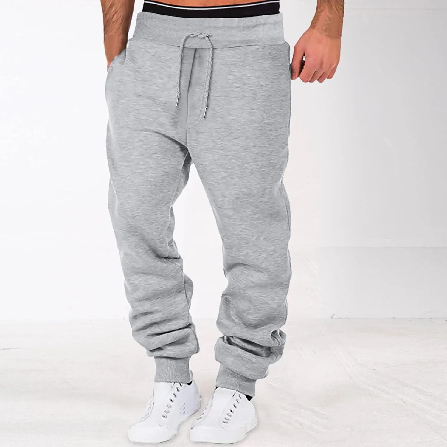 Joggers for Men Overalls Casual Pocket Sport Work Casual Trouser Pants Trousers Mens Joggers Lounge Pants Men Black