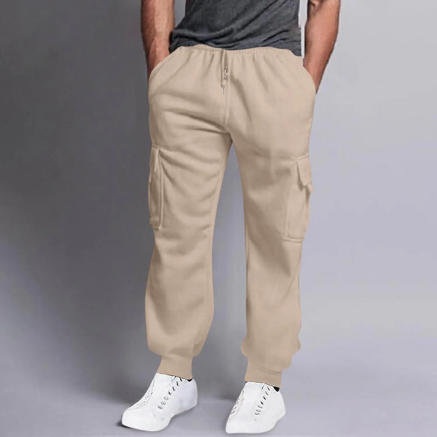 LCMTWX Baggy Jeans Men Men Elastic Drawstring Cotton Pants Waist Waist Mid Casual Solid Men's Casual Pants Jogger Pants Men