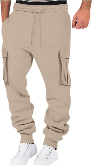 LCMTWX Baggy Jeans Men Men Elastic Drawstring Cotton Pants Waist Waist Mid Casual Solid Men's Casual Pants Jogger Pants Men