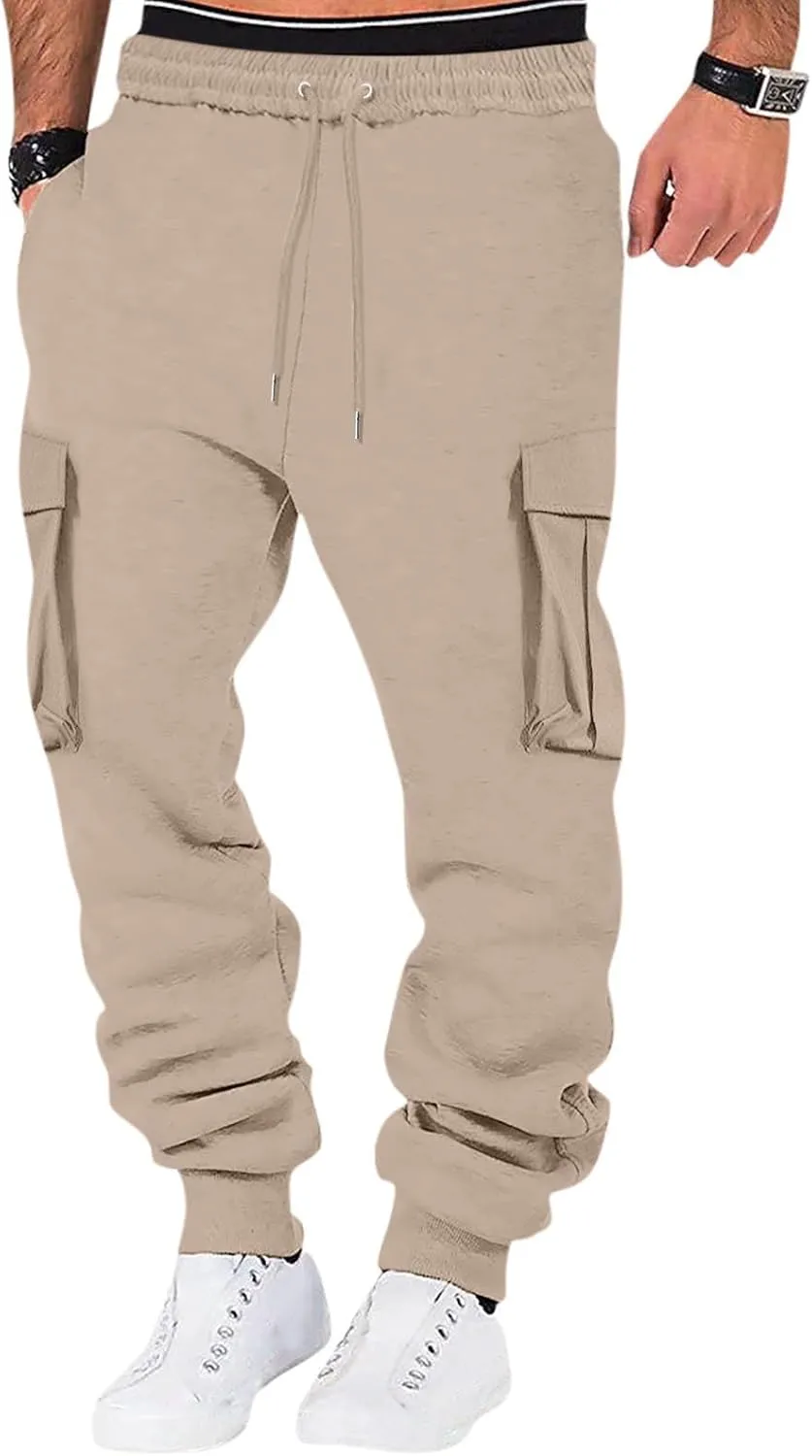 LCMTWX Baggy Jeans Men Men Elastic Drawstring Cotton Pants Waist Waist Mid Casual Solid Men's Casual Pants Jogger Pants Men