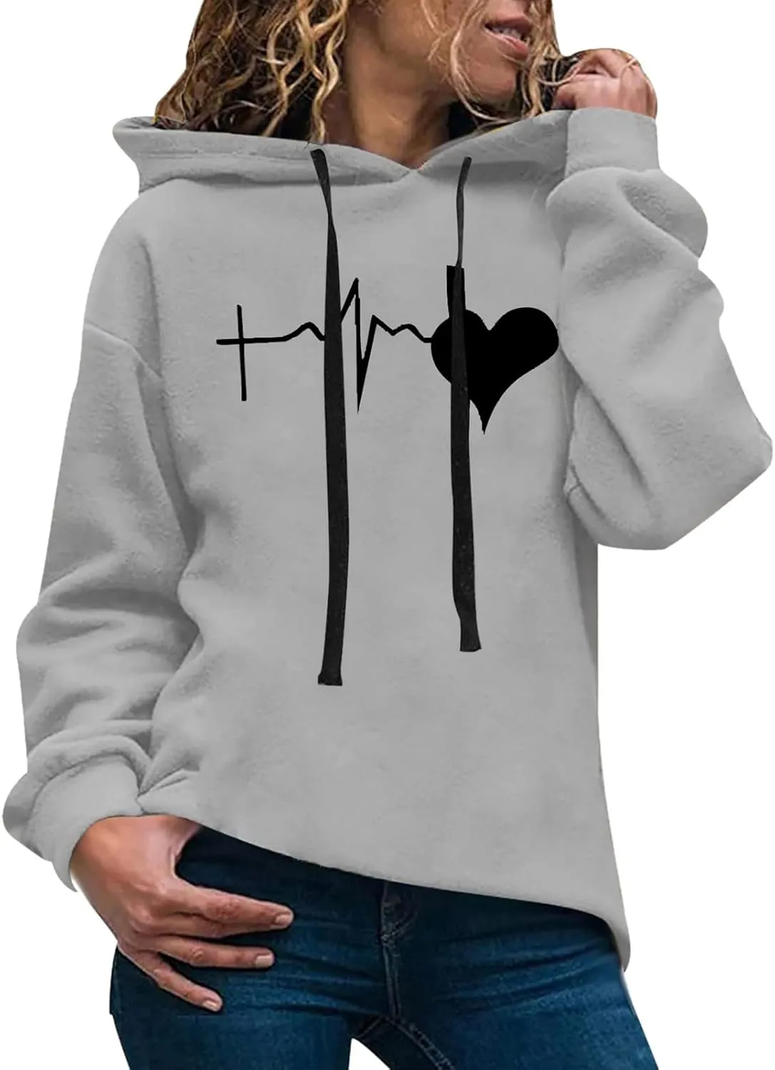 LCMTWX Casual Sweater Long-sleeved Hooded Printed Womens Women's Hoodies & Sweatshirts Short Zip up Hoodie Women