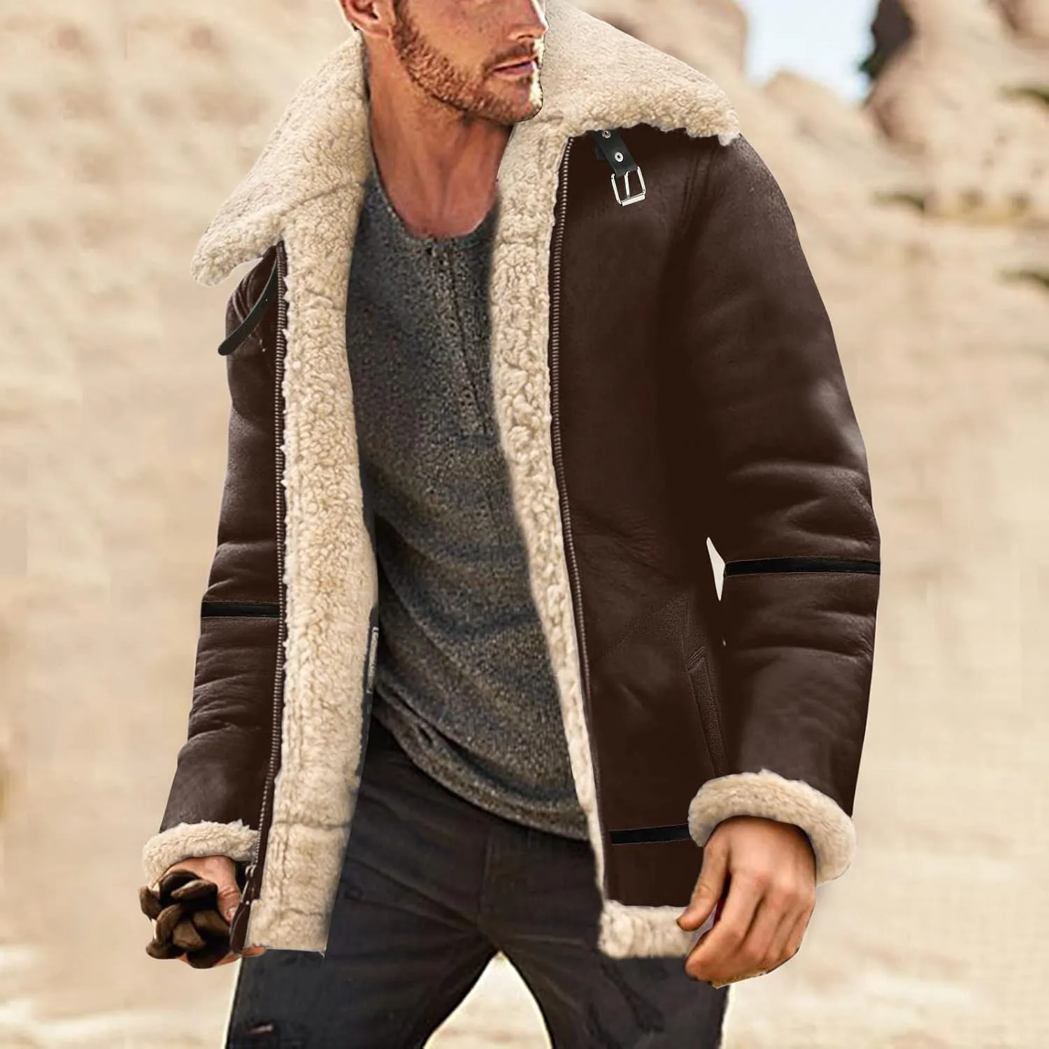 LCMTWX Coats for Men Cottonpadded Jacket Stand Collar Knitted Splice Sweater Coat Casual Cardigan Stylish Outwear Men's
