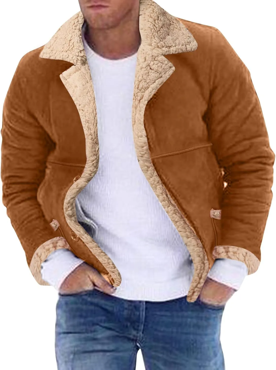 LCMTWX Men's Winter Jacket Windproof Stand Collar Knitted Splice Sweater Coat Casual Cardigan Stylish Outwear Coats for