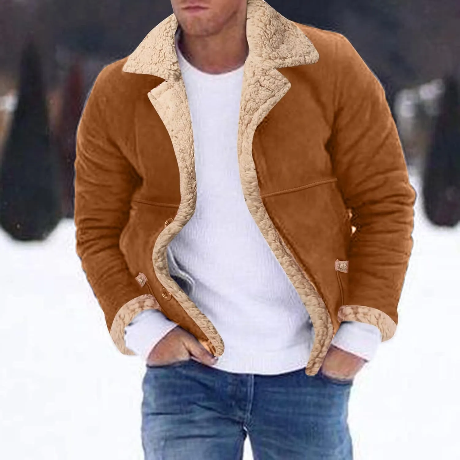 LCMTWX Men's Winter Jacket Windproof Stand Collar Knitted Splice Sweater Coat Casual Cardigan Stylish Outwear Coats for