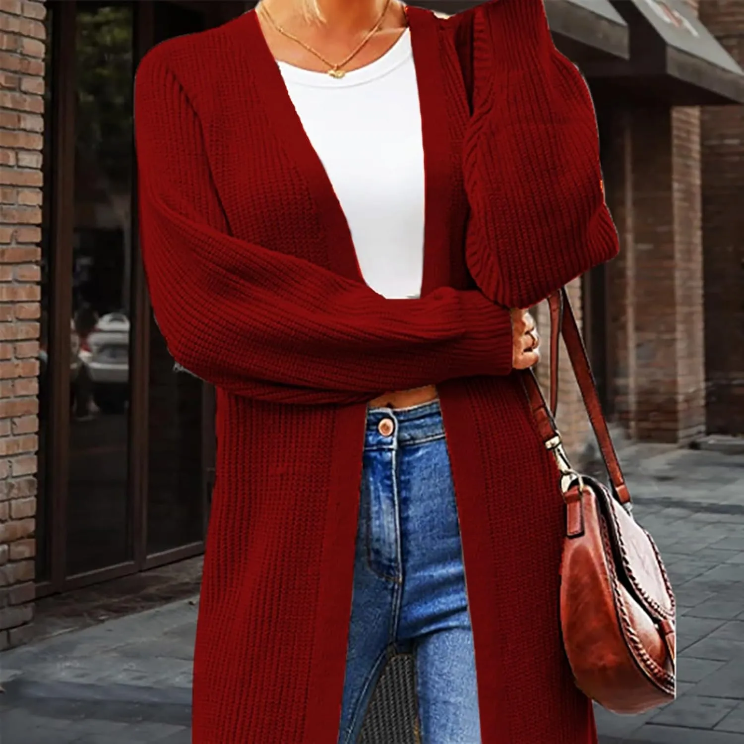 Lightweight Knit Cardigan for Women Long Sleeve Open Front Cardigan Sweaters for Summer Office Wear Solid Knit Ribbed Coat