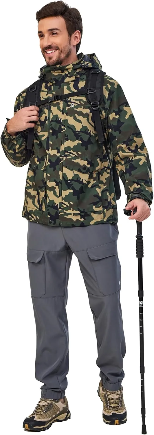 Little Donkey Andy Men's Lightweight Jacket Fleece Lined Detachable Hooded Waterproof Jackets Winter Hiking Windbreaker