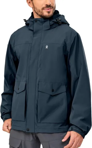 Little Donkey Andy Men's Lightweight Jacket Fleece Lined Detachable Hooded Waterproof Jackets Winter Hiking Windbreaker