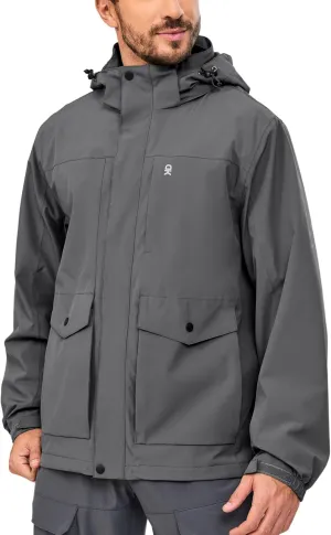 Little Donkey Andy Men's Lightweight Jacket Fleece Lined Detachable Hooded Waterproof Jackets Winter Hiking Windbreaker