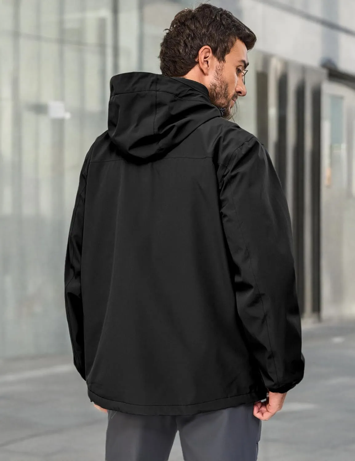 Little Donkey Andy Men's Lightweight Jacket Fleece Lined Detachable Hooded Waterproof Jackets Winter Hiking Windbreaker