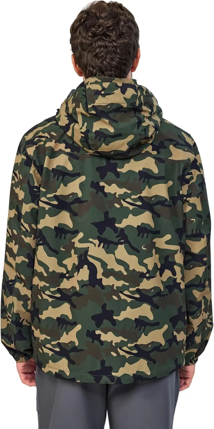 Little Donkey Andy Men's Lightweight Jacket Fleece Lined Detachable Hooded Waterproof Jackets Winter Hiking Windbreaker