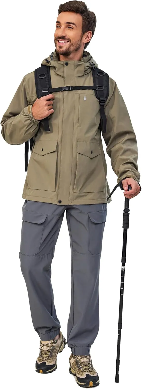 Little Donkey Andy Men's Lightweight Jacket Fleece Lined Detachable Hooded Waterproof Jackets Winter Hiking Windbreaker