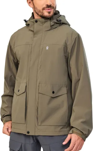 Little Donkey Andy Men's Lightweight Jacket Fleece Lined Detachable Hooded Waterproof Jackets Winter Hiking Windbreaker