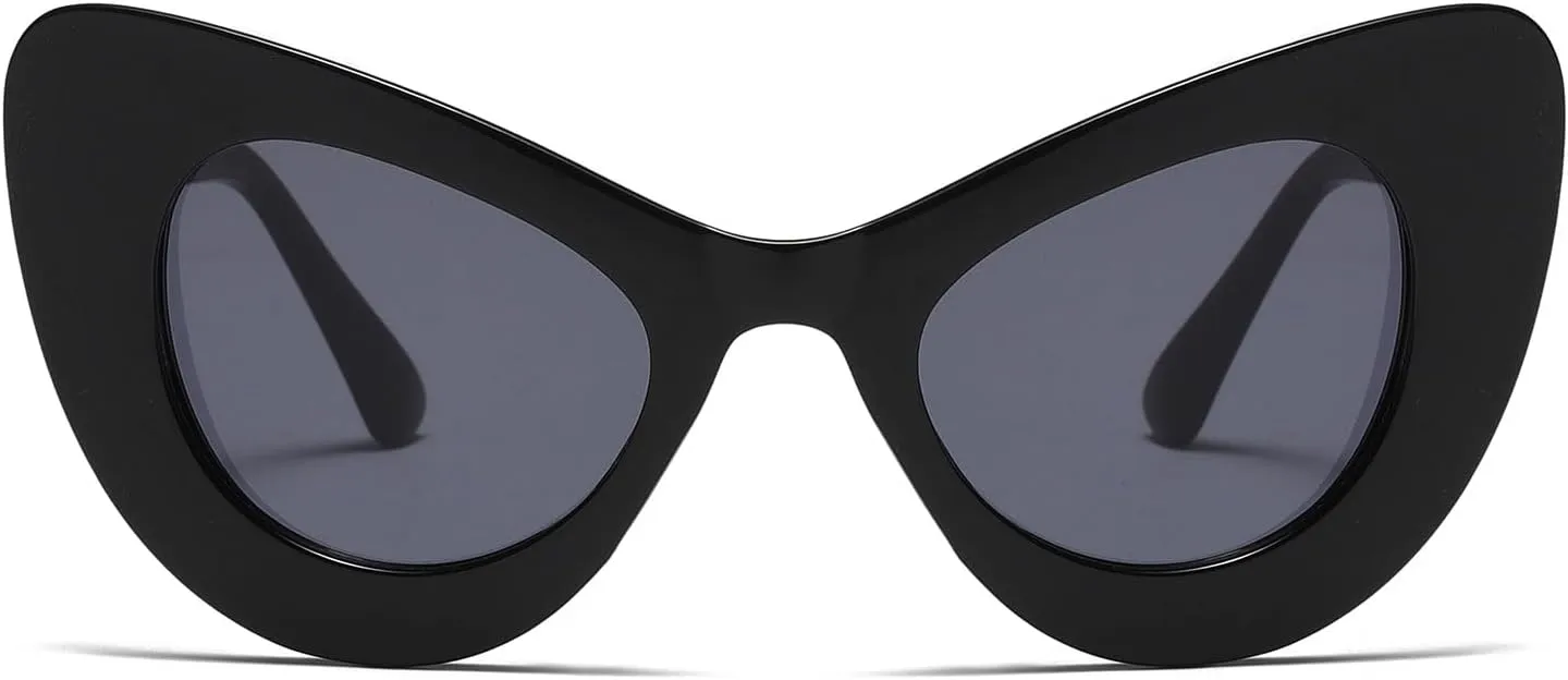 LJCZKA Retro Cat Eye Sunglasses Women Trendy Vintage Butterfly Cateye Sun Glasses Party Beach Holiday Cute Sunglasses