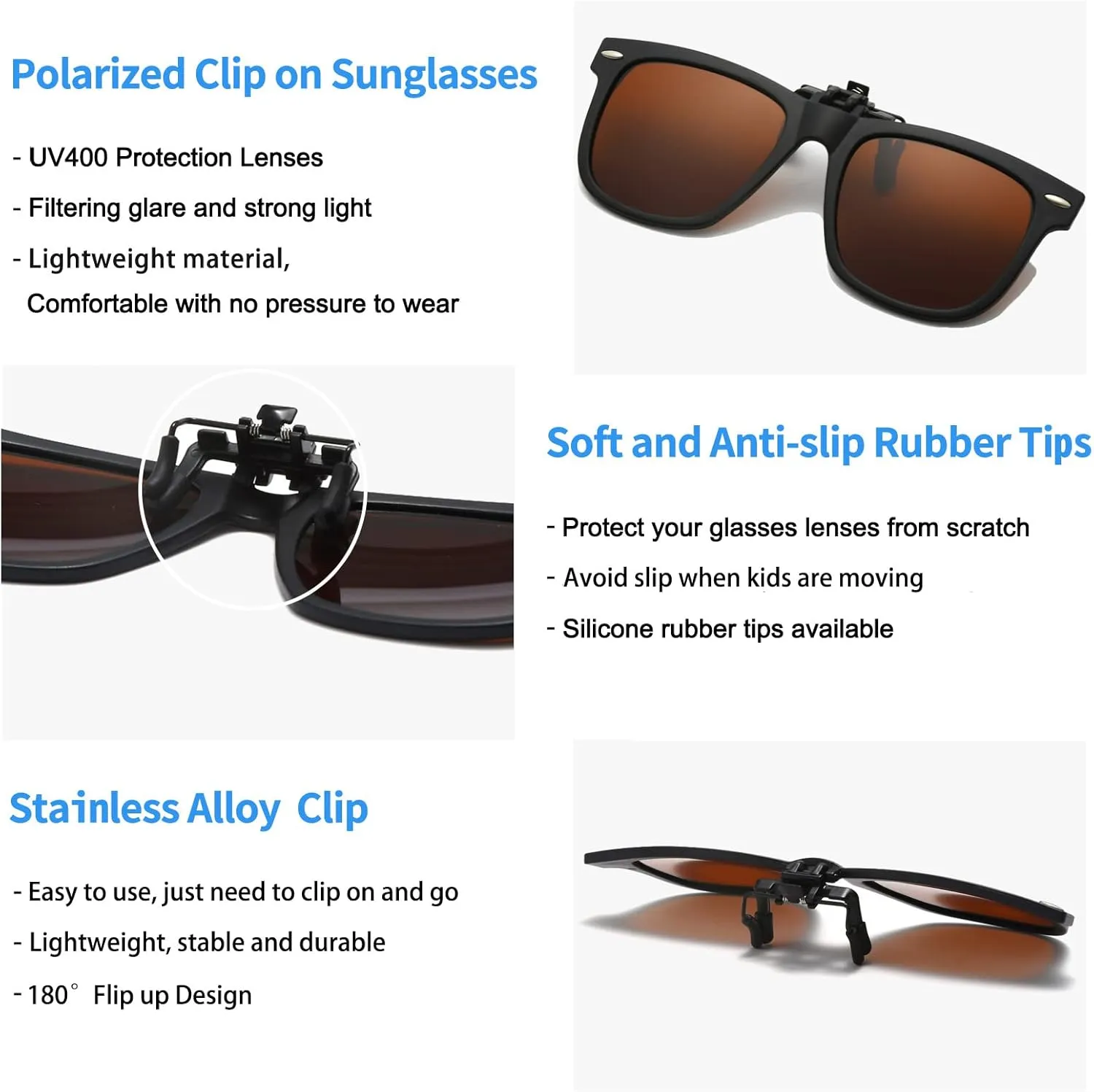 Long Keeper Kids Polarized Clip On Sunglasses Teen Boys Girls Square Flip Up Clip-on Sunglasses Over Glasses