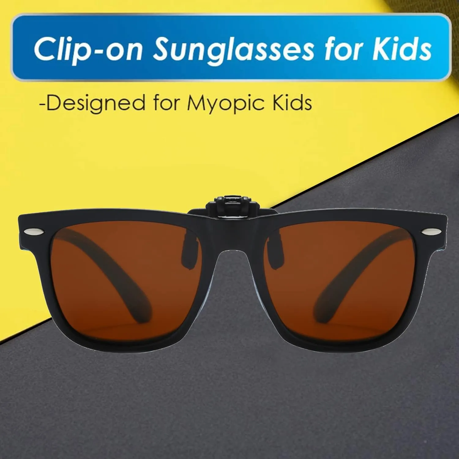 Long Keeper Kids Polarized Clip On Sunglasses Teen Boys Girls Square Flip Up Clip-on Sunglasses Over Glasses