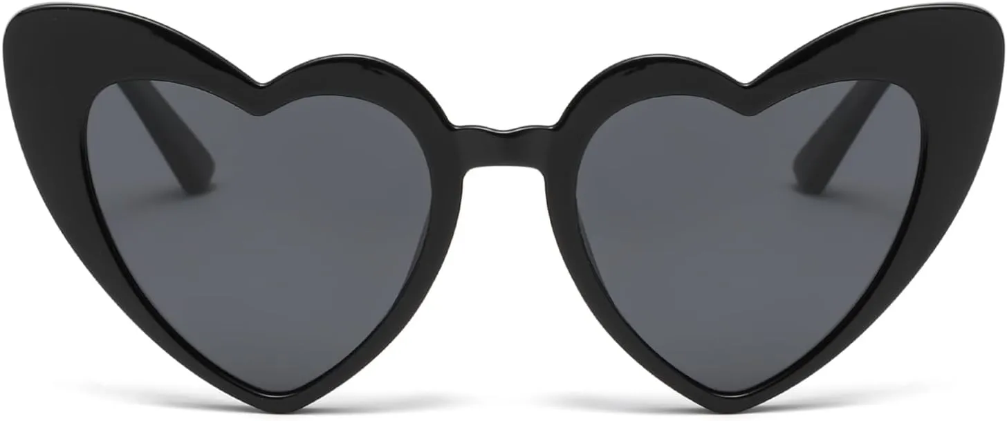 Long Keeper Polarized Heart Sunglasses - Vintage Women Love Shaped Sunglasses Cat Eye Sun Glasses for Party Wedding Traveling