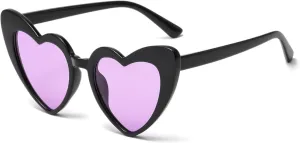 Long Keeper Polarized Heart Sunglasses - Vintage Women Love Shaped Sunglasses Cat Eye Sun Glasses for Party Wedding Traveling
