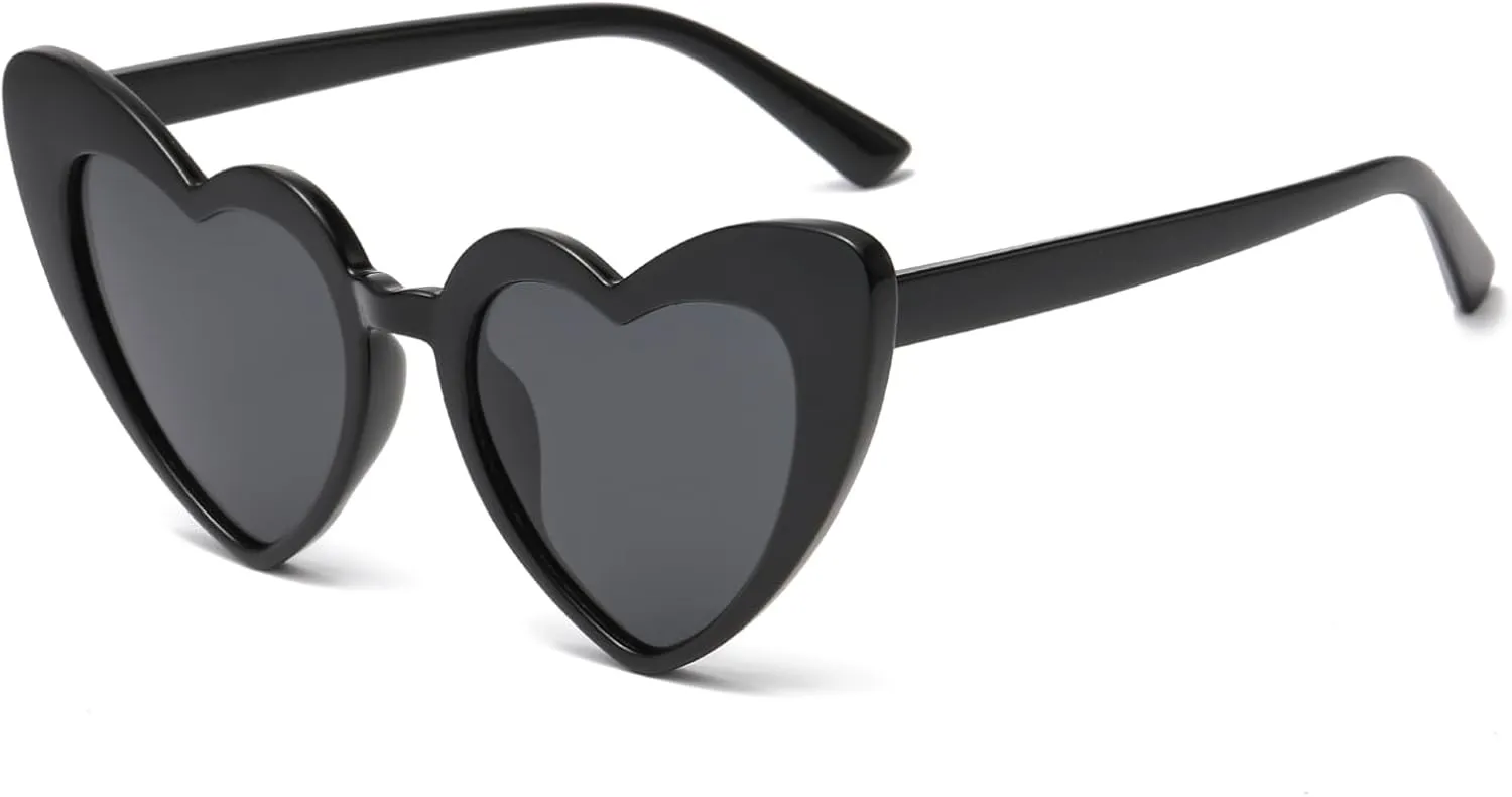Long Keeper Polarized Heart Sunglasses - Vintage Women Love Shaped Sunglasses Cat Eye Sun Glasses for Party Wedding Traveling