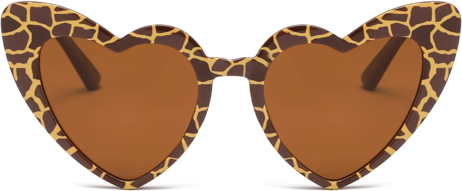 Long Keeper Polarized Heart Sunglasses - Vintage Women Love Shaped Sunglasses Cat Eye Sun Glasses for Party Wedding Traveling