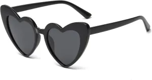 Long Keeper Polarized Heart Sunglasses - Vintage Women Love Shaped Sunglasses Cat Eye Sun Glasses for Party Wedding Traveling