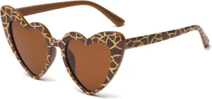 Long Keeper Polarized Heart Sunglasses - Vintage Women Love Shaped Sunglasses Cat Eye Sun Glasses for Party Wedding Traveling
