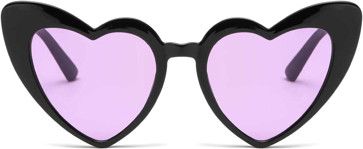 Long Keeper Polarized Heart Sunglasses - Vintage Women Love Shaped Sunglasses Cat Eye Sun Glasses for Party Wedding Traveling