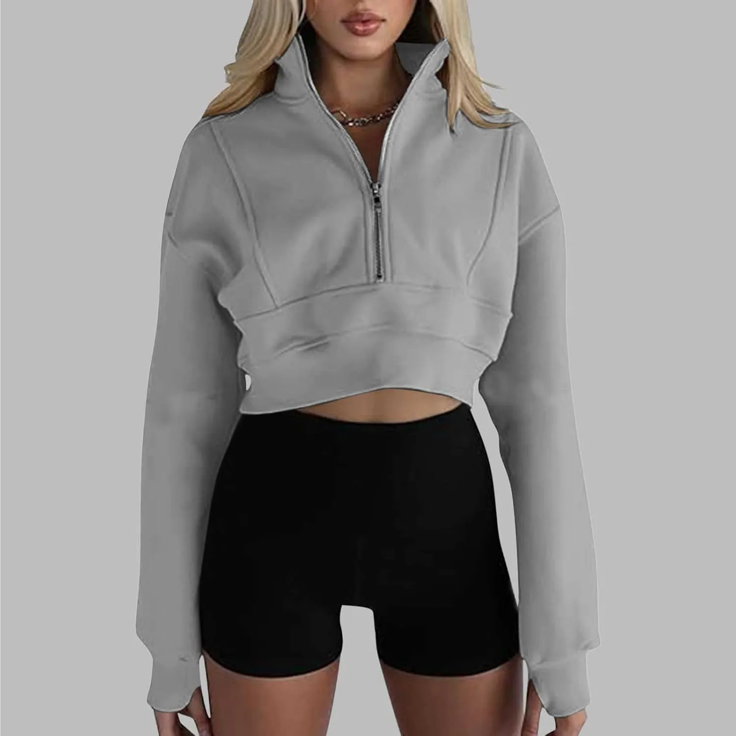 Long Sleeve Women Casual V Neck Pullover Tunic 2024 Winter SweatshirtsPlus Size Comfy Clothes with Thumb Hole