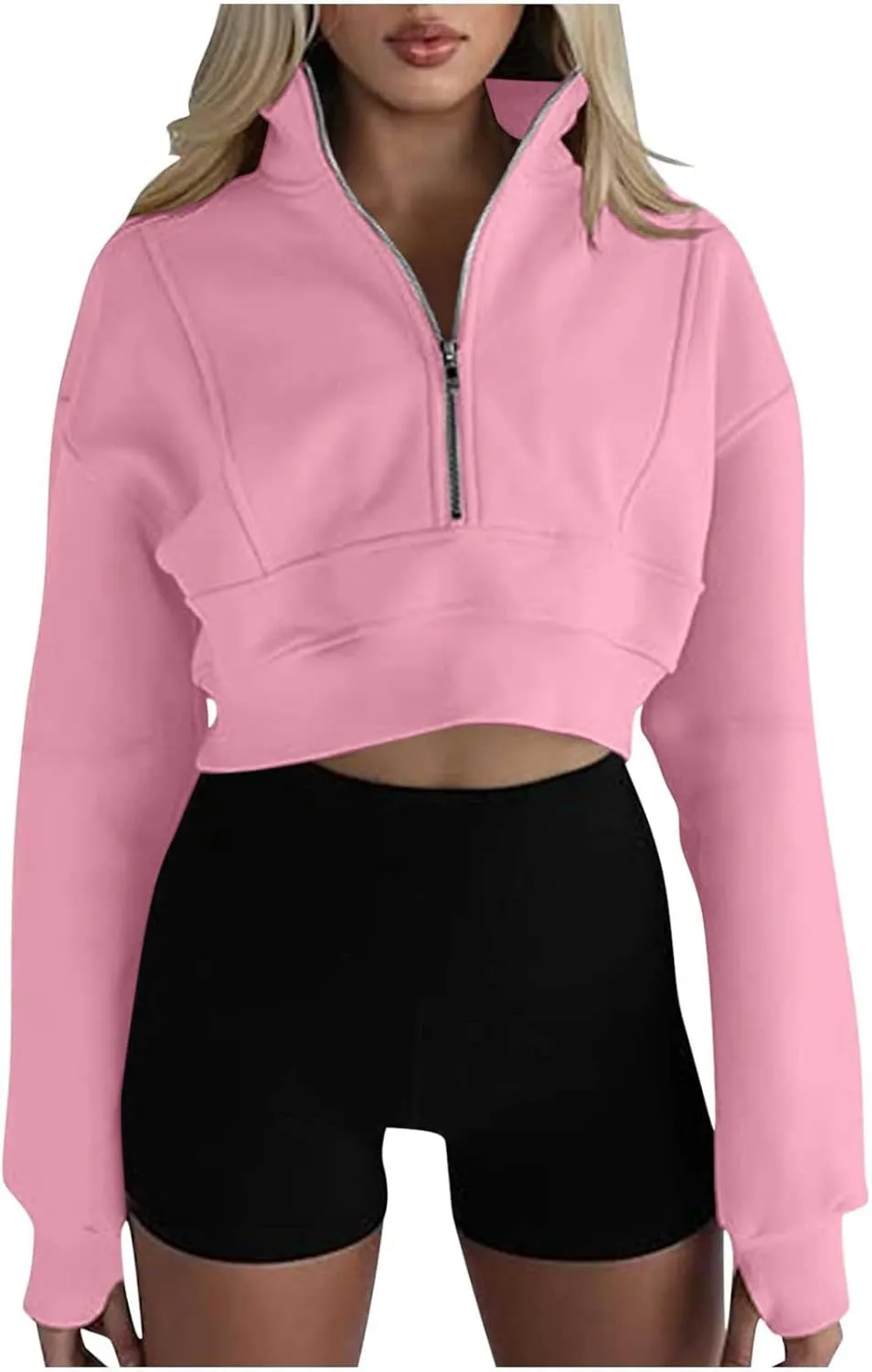 Long Sleeve Women Casual V Neck Pullover Tunic 2024 Winter SweatshirtsPlus Size Comfy Clothes with Thumb Hole