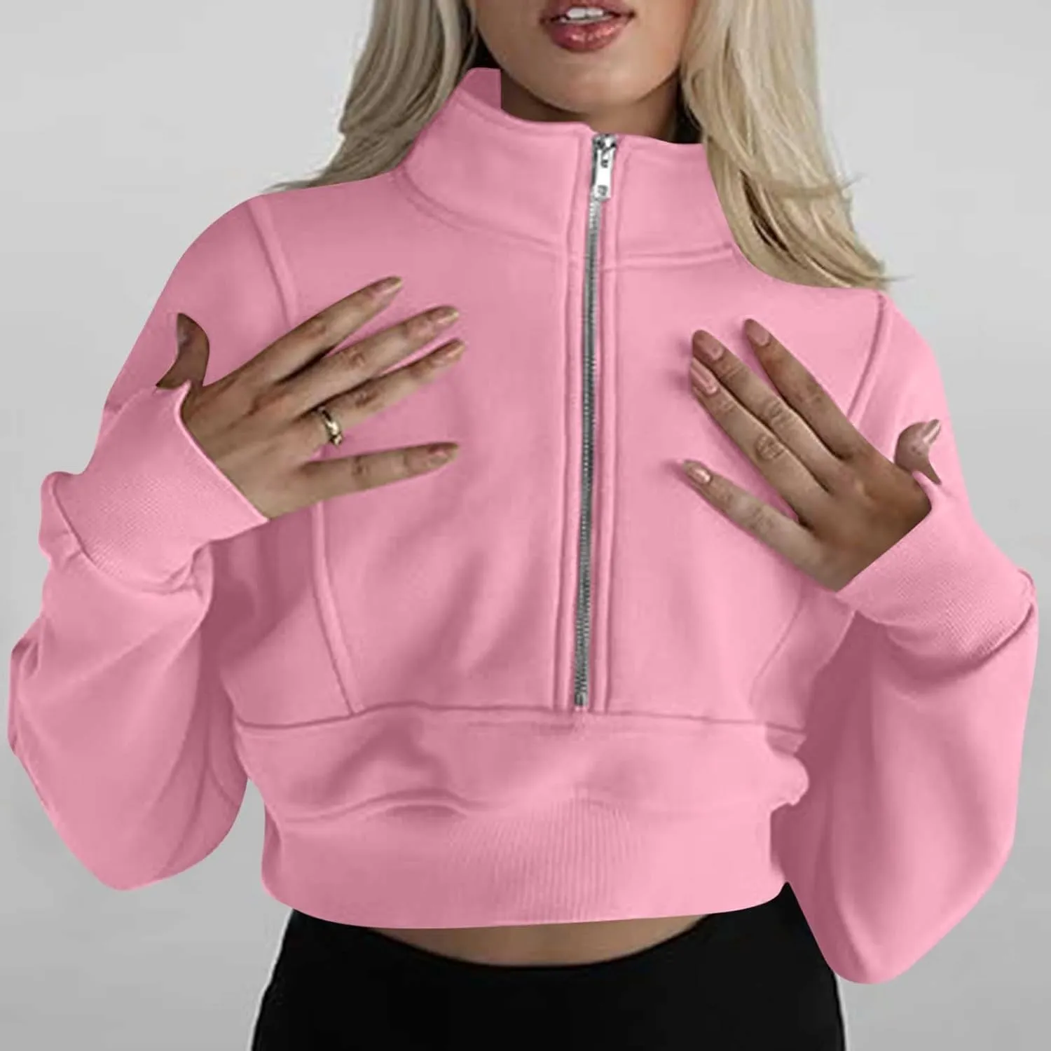 Long Sleeve Women Casual V Neck Pullover Tunic 2024 Winter SweatshirtsPlus Size Comfy Clothes with Thumb Hole