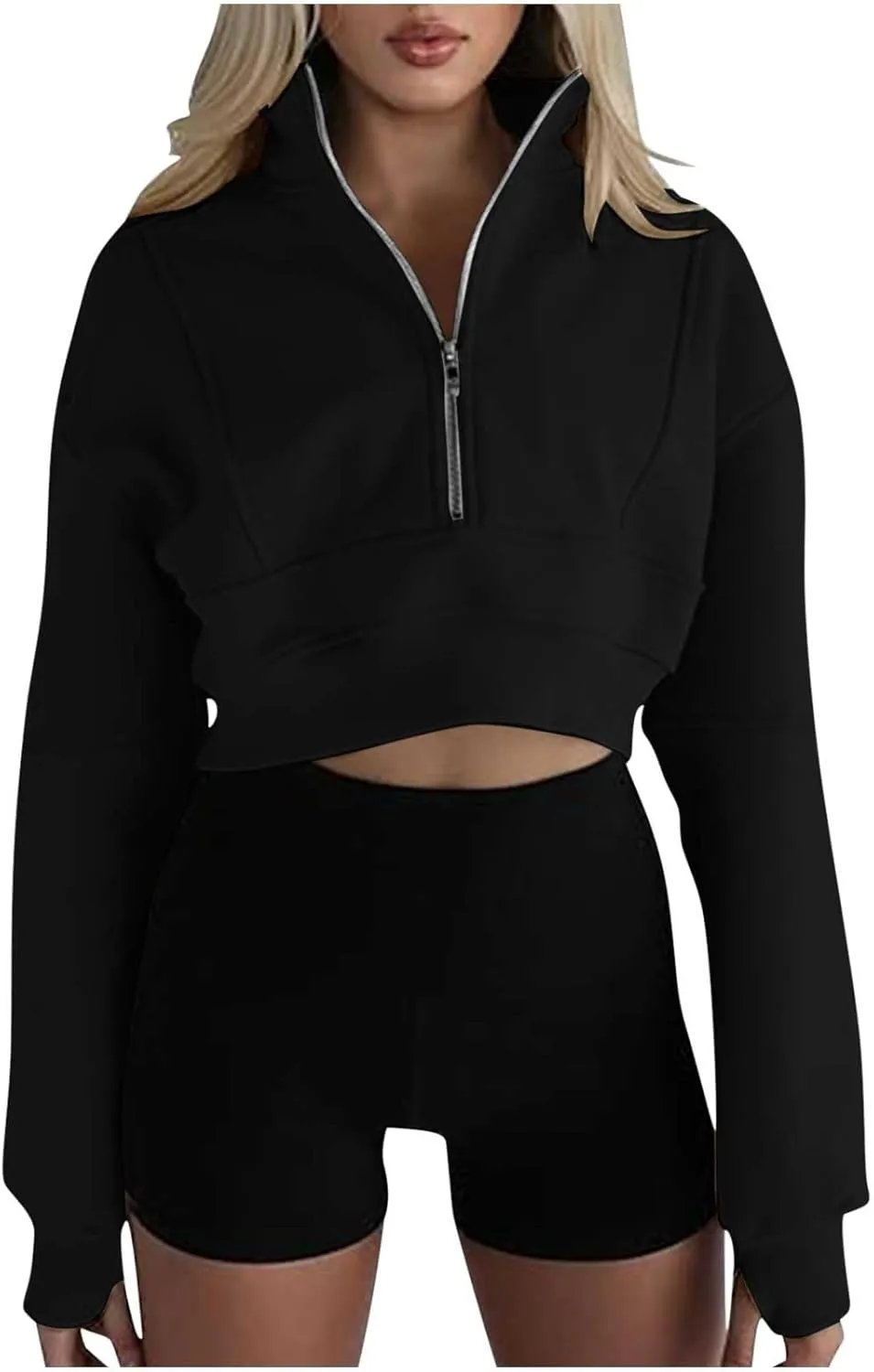 Long Sleeve Women Casual V Neck Pullover Tunic 2024 Winter SweatshirtsPlus Size Comfy Clothes with Thumb Hole