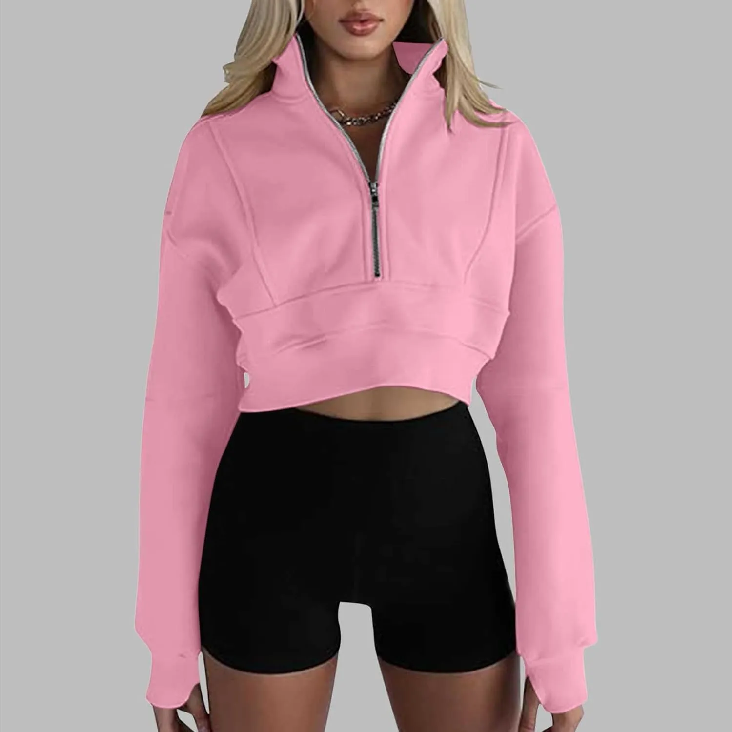 Long Sleeve Women Casual V Neck Pullover Tunic 2024 Winter SweatshirtsPlus Size Comfy Clothes with Thumb Hole