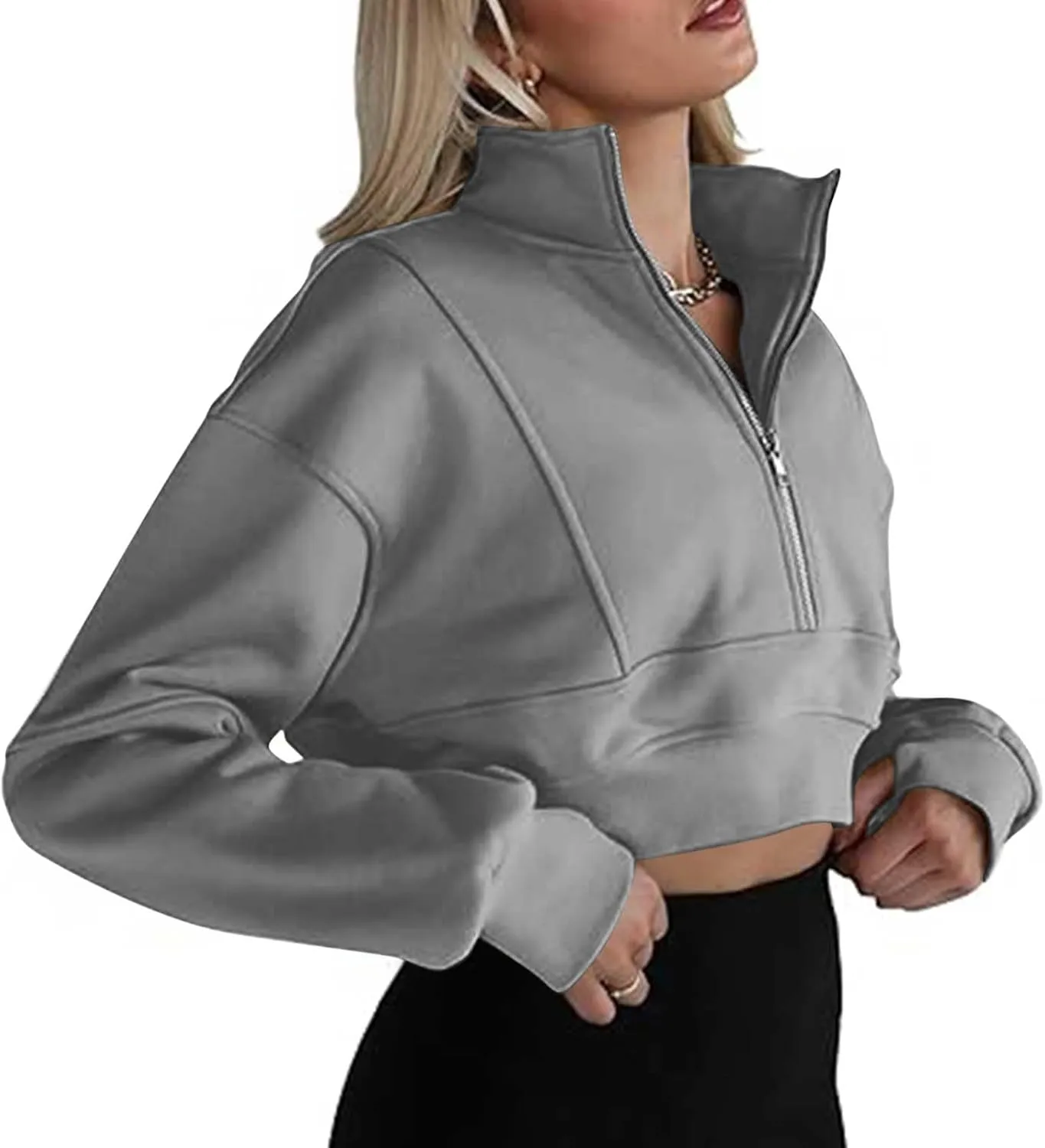 Long Sleeve Women Casual V Neck Pullover Tunic 2024 Winter SweatshirtsPlus Size Comfy Clothes with Thumb Hole