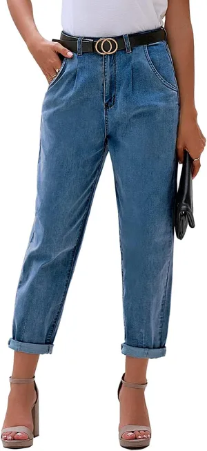 luvamia Mom Jeans for Women Trendy High Waisted Stretchy Loose Jeans for Women Denim Pants