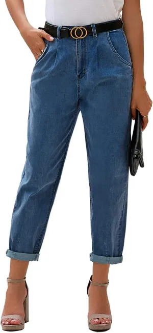 luvamia Mom Jeans for Women Trendy High Waisted Stretchy Loose Jeans for Women Denim Pants
