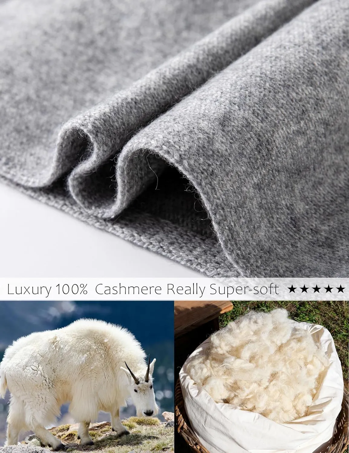 Luxury 100% Cashmere Wrap Soft Scarf Stole Knitted Shawl for Women Wayfarer Travel Extra Large 87"x28"
