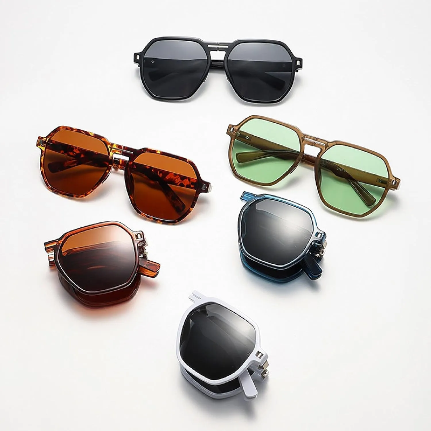 Luxury Fold Sunglasses Women for Men Male Trend Sun Glasses Fashion Vintage Punk Lady Shades
